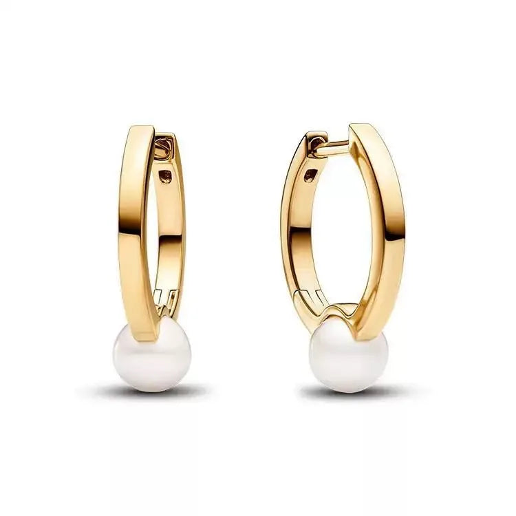 2025 Fashion 925 Sterling Silver Series Gold Pearl Irregular Organic Pearl Charm Earrings Necklace For Mother's Jewellery Gift