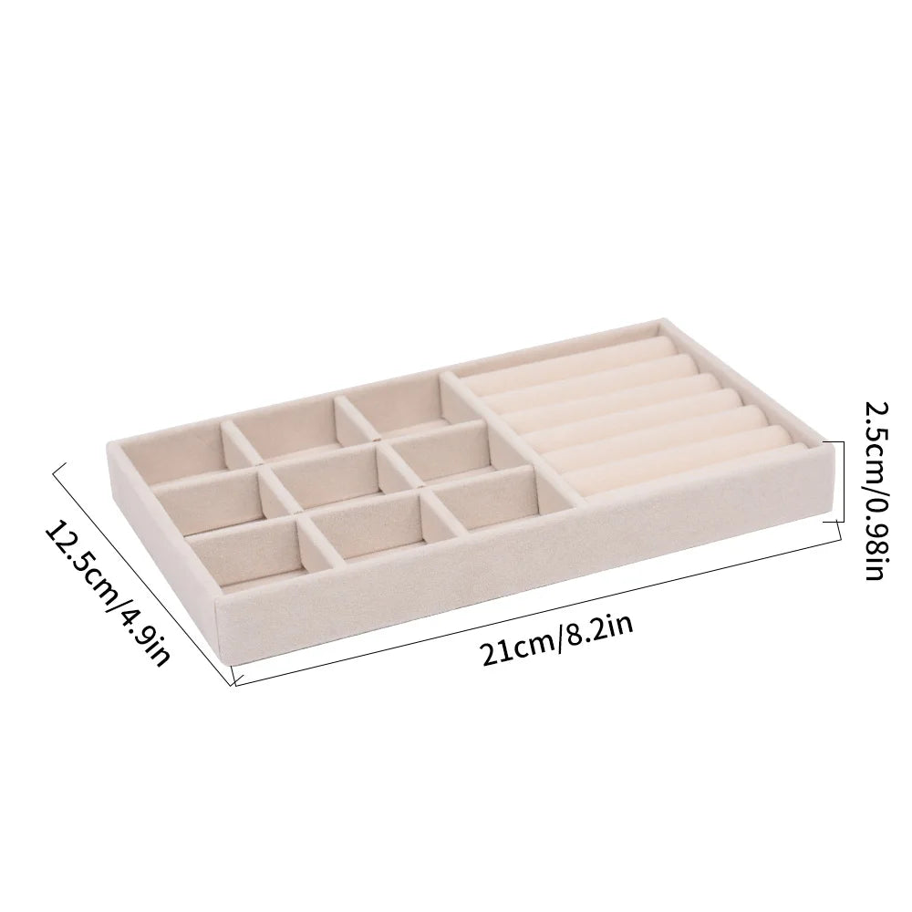 Flannelette Jewelry Display Stackable Exquisite Jewellery Holder Portable Ring Earrings Necklace Organizer Box Organizator