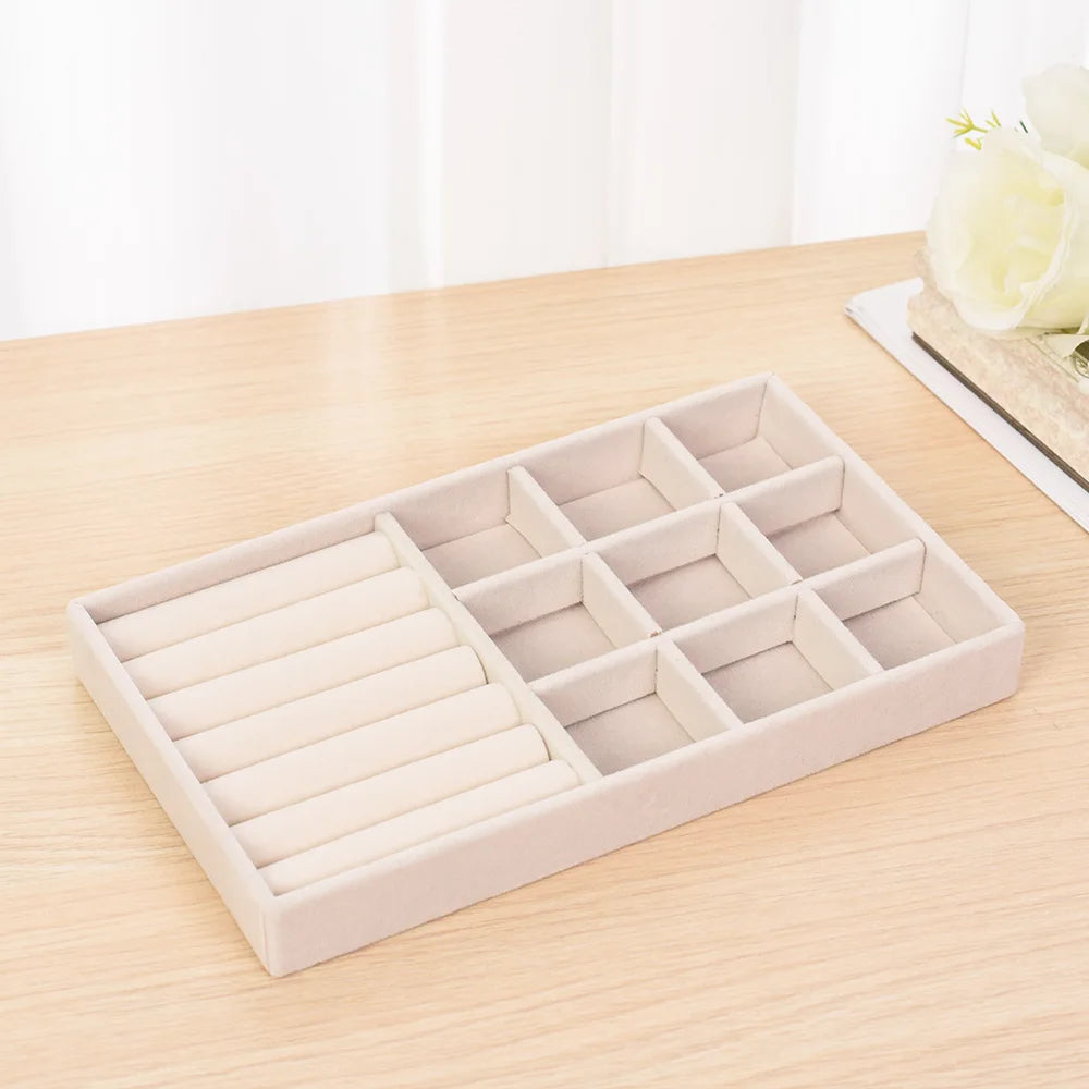 Flannelette Jewelry Display Stackable Exquisite Jewellery Holder Portable Ring Earrings Necklace Organizer Box Organizator