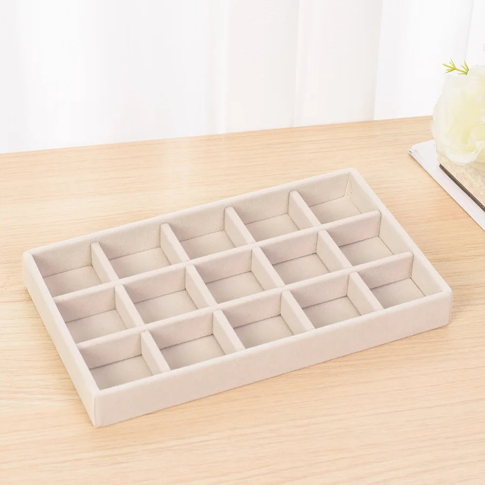 Flannelette Jewelry Display Stackable Exquisite Jewellery Holder Portable Ring Earrings Necklace Organizer Box Organizator