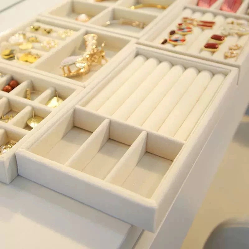 Flannelette Jewelry Display Stackable Exquisite Jewellery Holder Portable Ring Earrings Necklace Organizer Box Organizator