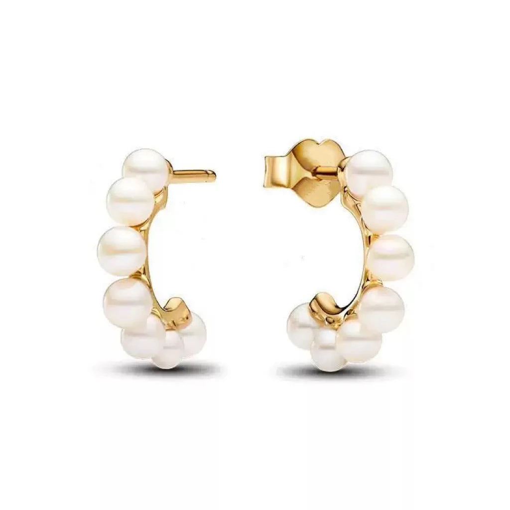 2025 Fashion 925 Sterling Silver Series Gold Pearl Irregular Organic Pearl Charm Earrings Necklace For Mother's Jewellery Gift