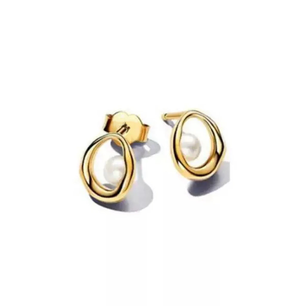 2025 Fashion 925 Sterling Silver Series Gold Pearl Irregular Organic Pearl Charm Earrings Necklace For Mother's Jewellery Gift