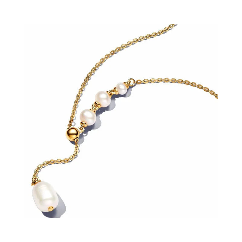 2025 Fashion 925 Sterling Silver Series Gold Pearl Irregular Organic Pearl Charm Earrings Necklace For Mother's Jewellery Gift