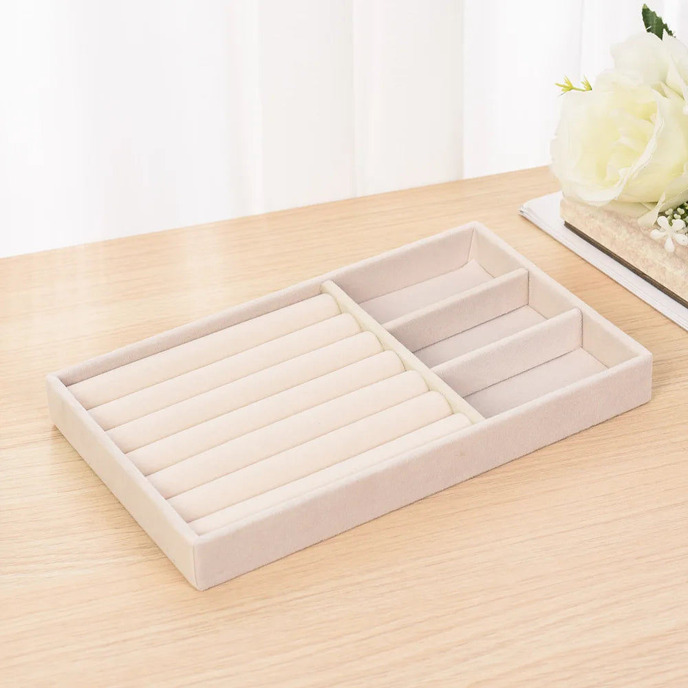 Flannelette Jewelry Display Stackable Exquisite Jewellery Holder Portable Ring Earrings Necklace Organizer Box Organizator