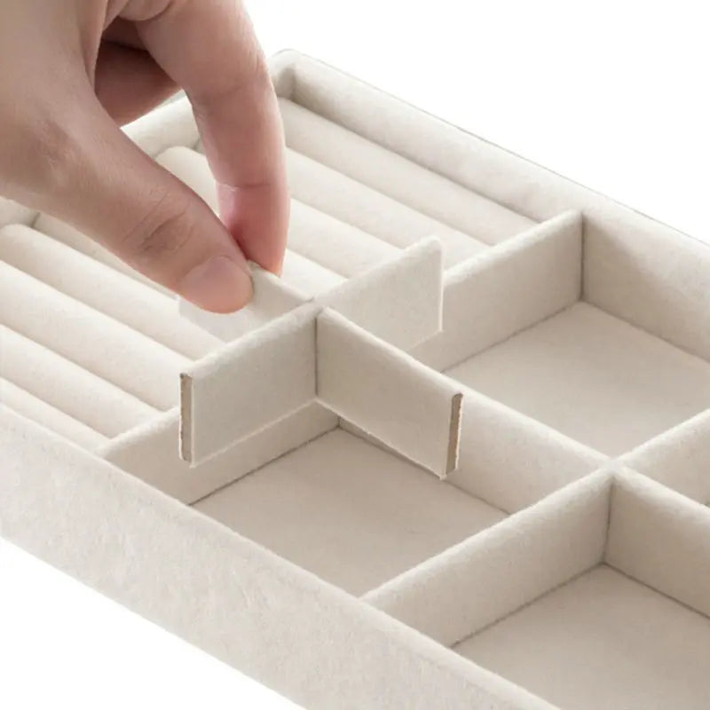 Flannelette Jewelry Display Stackable Exquisite Jewellery Holder Portable Ring Earrings Necklace Organizer Box Organizator