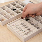 Flannelette Jewelry Display Stackable Exquisite Jewellery Holder Portable Ring Earrings Necklace Organizer Box Organizator