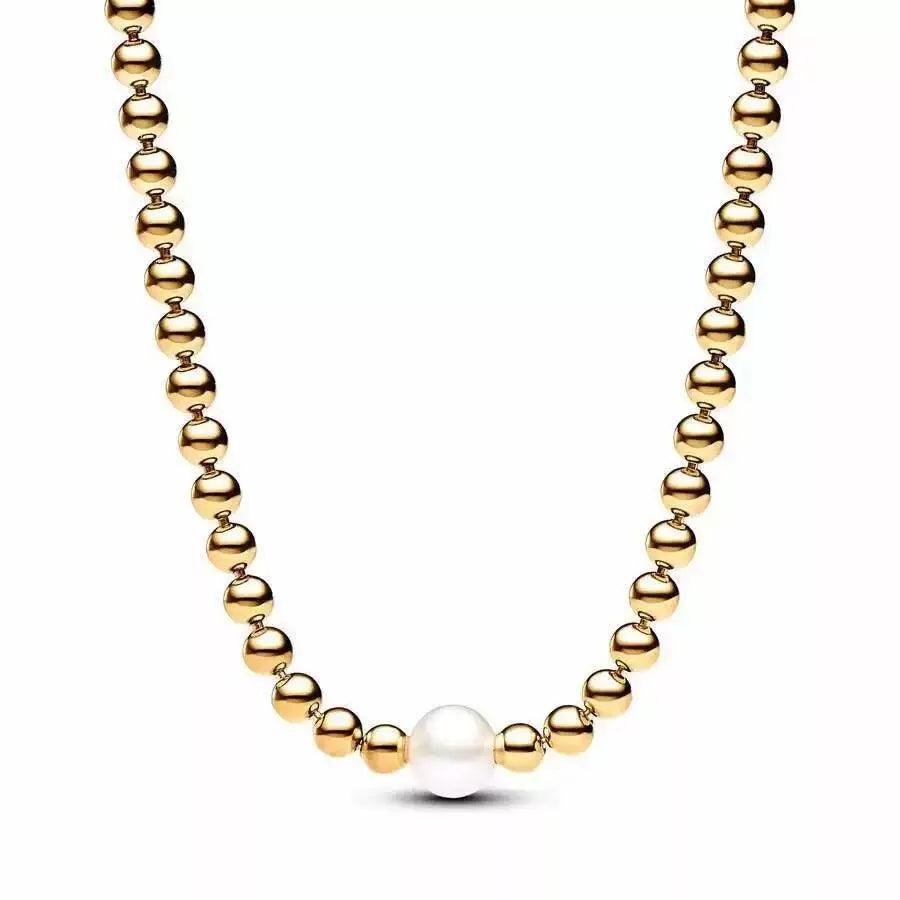 2025 Fashion 925 Sterling Silver Series Gold Pearl Irregular Organic Pearl Charm Earrings Necklace For Mother's Jewellery Gift