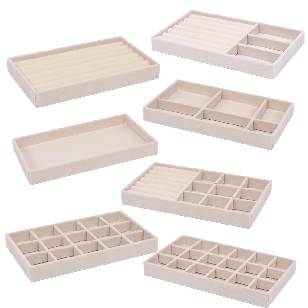 Flannelette Jewelry Display Stackable Exquisite Jewellery Holder Portable Ring Earrings Necklace Organizer Box Organizator